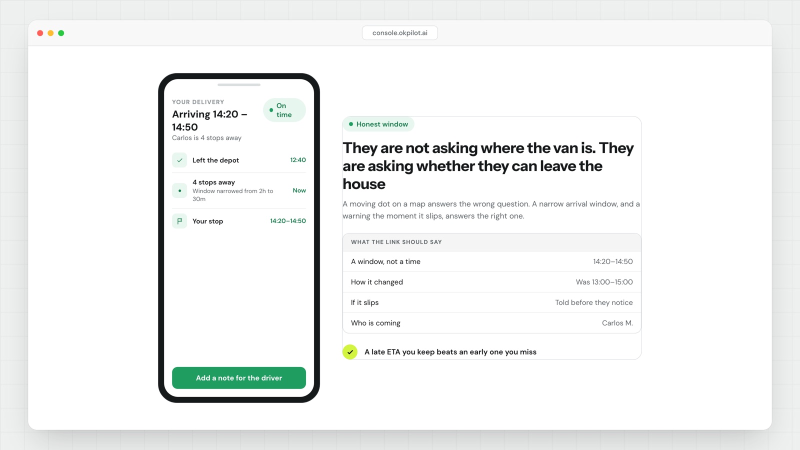 What the customer actually wants from a tracking link
