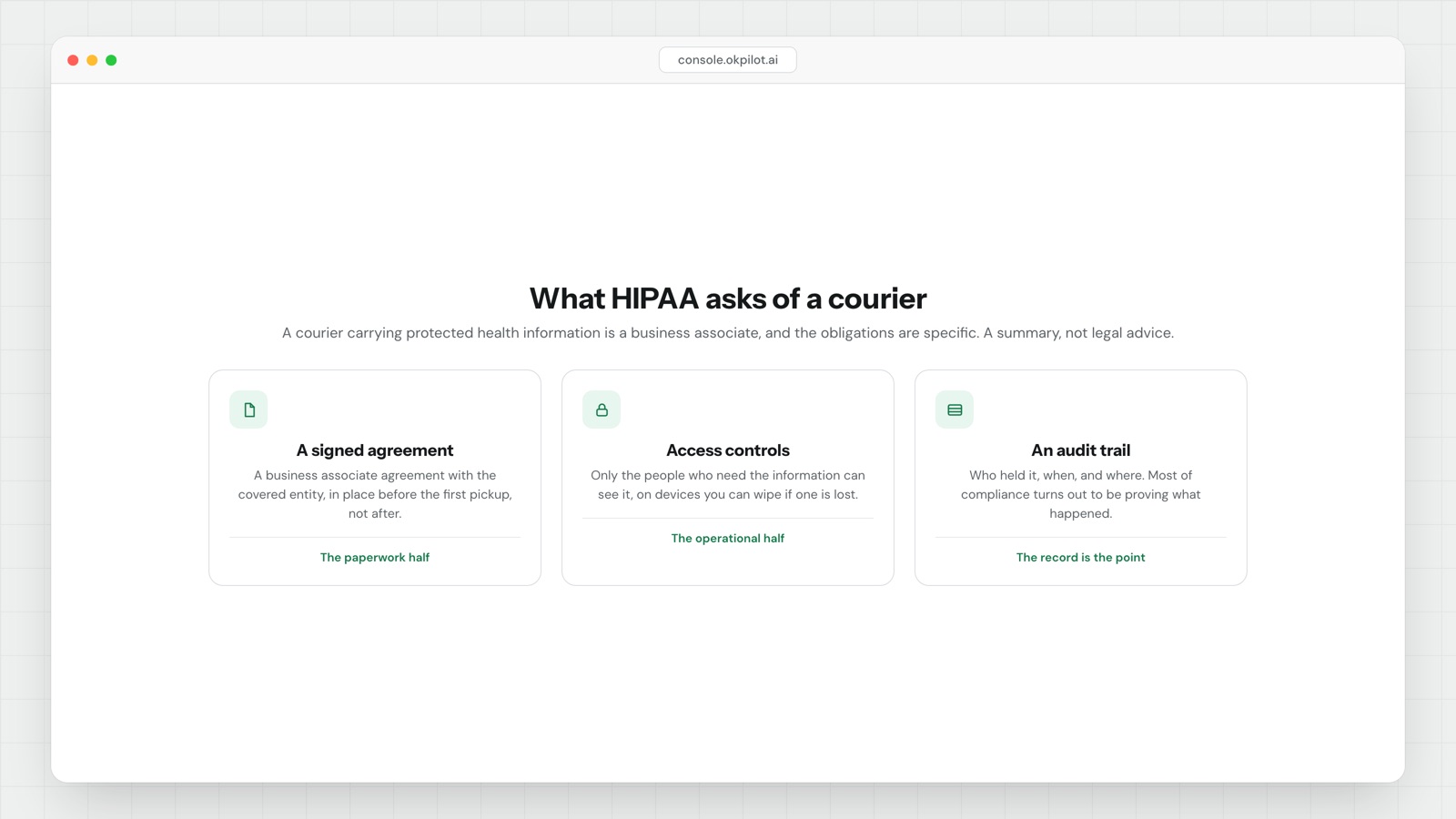 What HIPAA actually requires of a courier